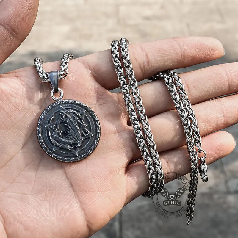 Star Of David Fenrir Wolf Stainless Steel Pendant