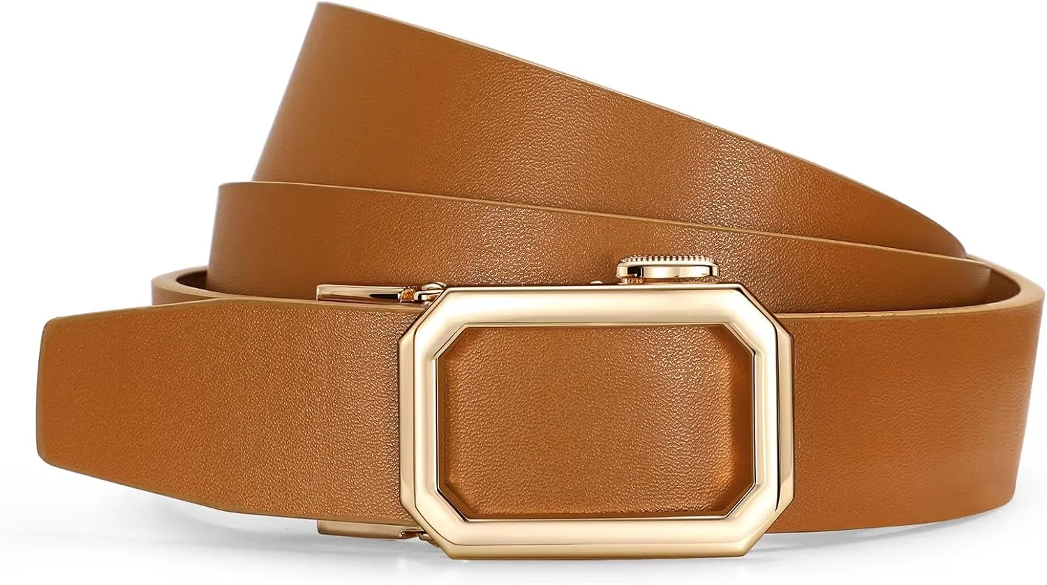 SUOSDEY Women Leather Ratchet Belt for Jeans Pants with Automatic Sliding Buckle, Adjustable Belt for Ladies, Width 1.2"