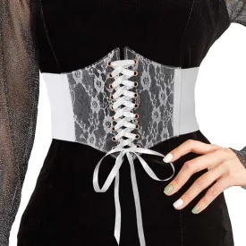 Tgirls Women Corset Belt Lace-up Waist Corset Belts Sexy Cinch Elastic Wide Belt for Dress Costume Waspie Waistband