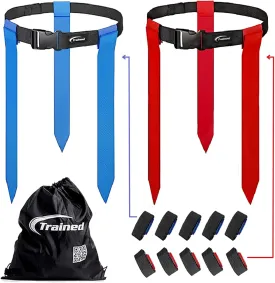 Trained 10 Man Flag Football Belts, 10 Player Adjustable Flag Football Set for Sports Teams, Training & Competition