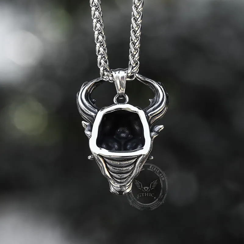 Vintage Oni Mask Stainless Steel Pendant