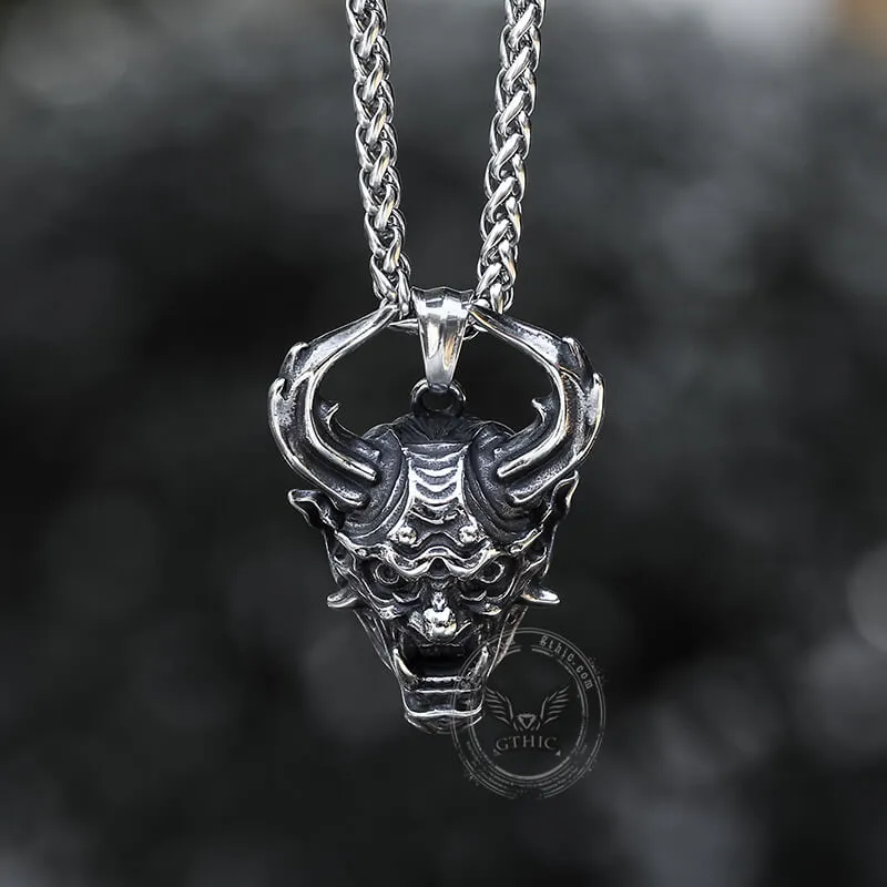 Vintage Oni Mask Stainless Steel Pendant