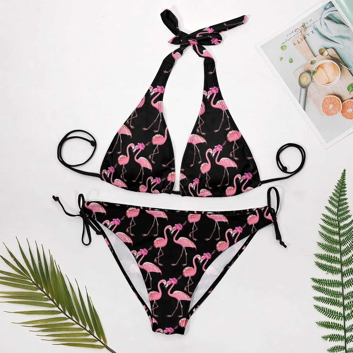 Womens 2 Piece Swimsuits Halter String Bikini Sets, Low Waisted Bathing Suits Sexy Triangle Tie Side Swimwear