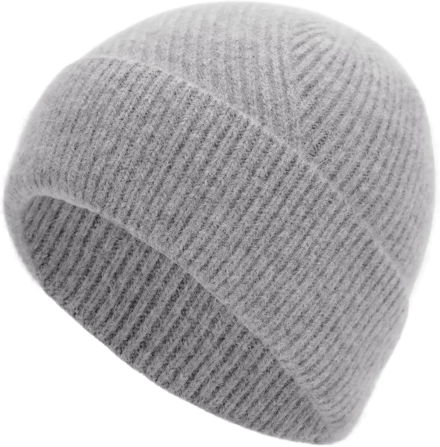 Womens Mens Lightweight Soft Winter Cashmere Ribbed Cuff Knit Beanie Skull Cap Ski Hat