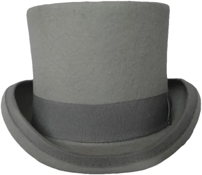 Wool Felt High Top Hat Women Men Asymmetric Cashmere Hat Fashion Ribbon Hats Party Halloween Magician Costume Cap gray9 M 55-57cm
