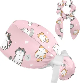 Working Caps with Button Long Hair Cute Cartoon Bear Flying in Rocket Ponytail Holder Tie Back Hat for Women