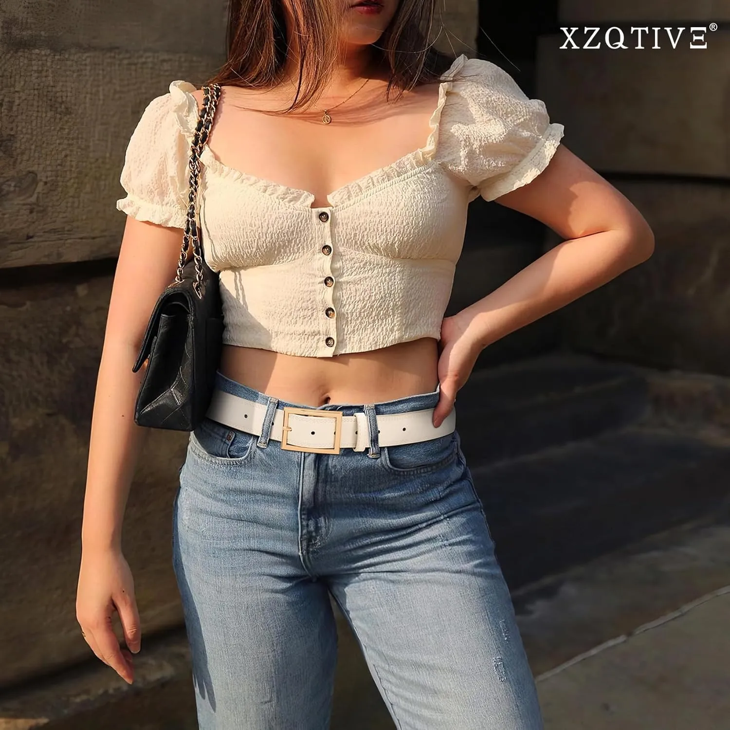 XZQTIVE Women Leather Belts for Jeans Pants Dresses Fashion Waist Belt for Women with Pin Buckle