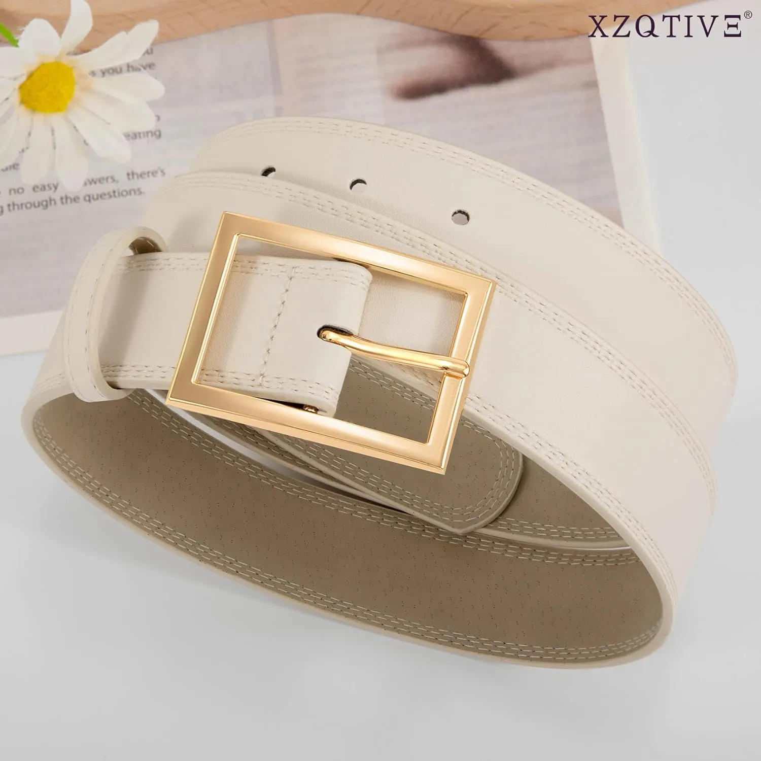 XZQTIVE Women Leather Belts for Jeans Pants Dresses Fashion Waist Belt for Women with Pin Buckle