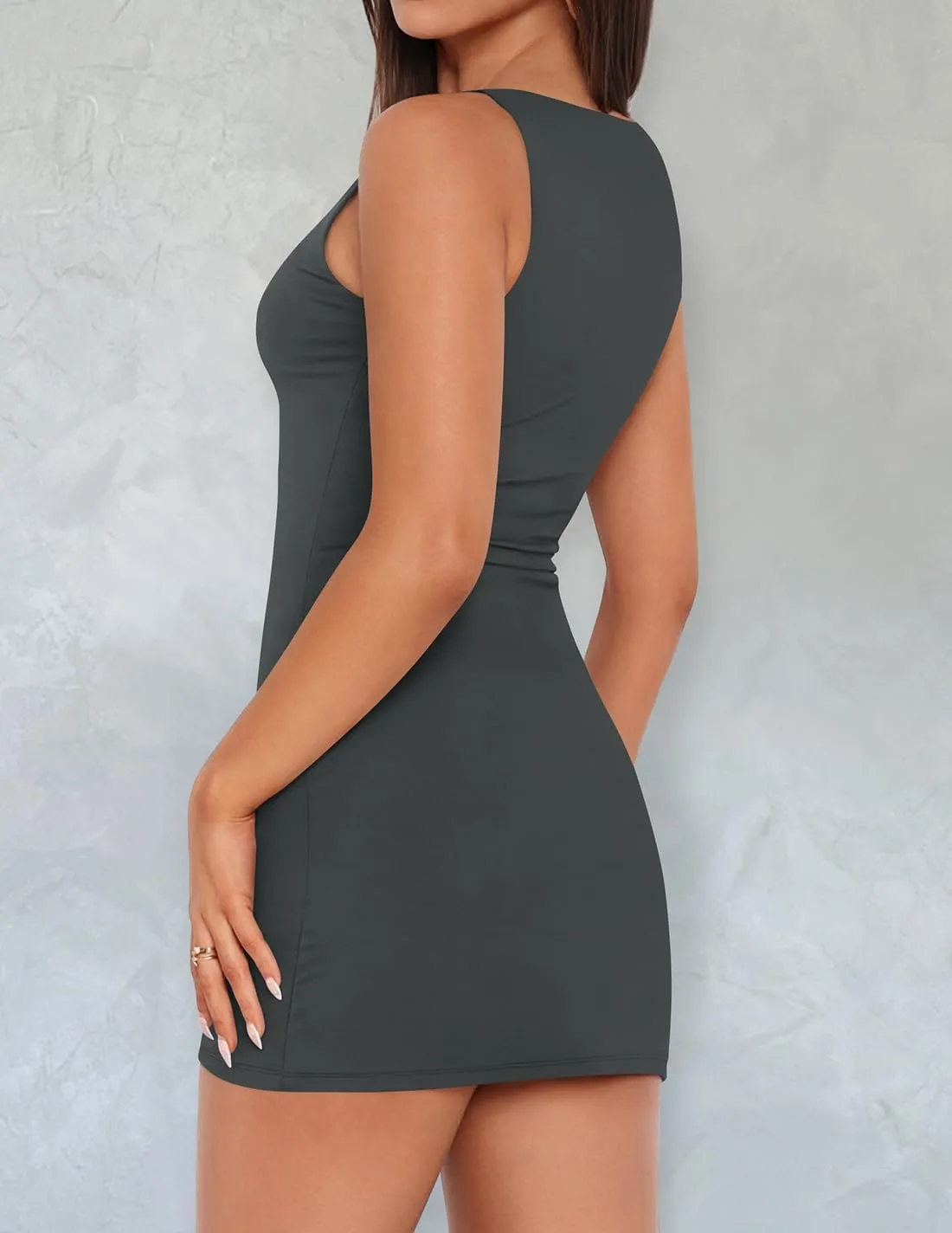 ZESICA Women's 2025 Summer Double Lined Mini Bodycon Dress Trendy Fashion Sleeveless Slim Fit Short Dresses